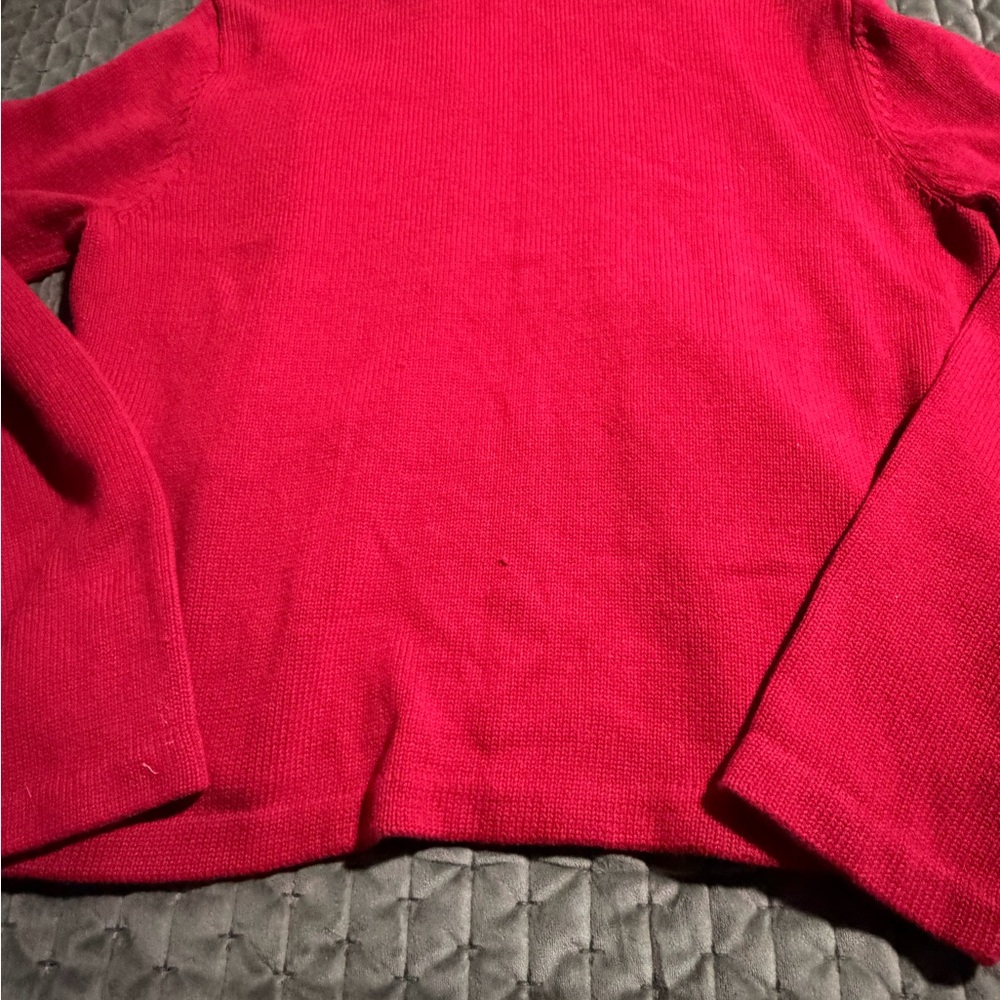 Lauren Ralph Lauren red knit military cardigan black velvet gold buttons XL VTG - Picture 5 of 8